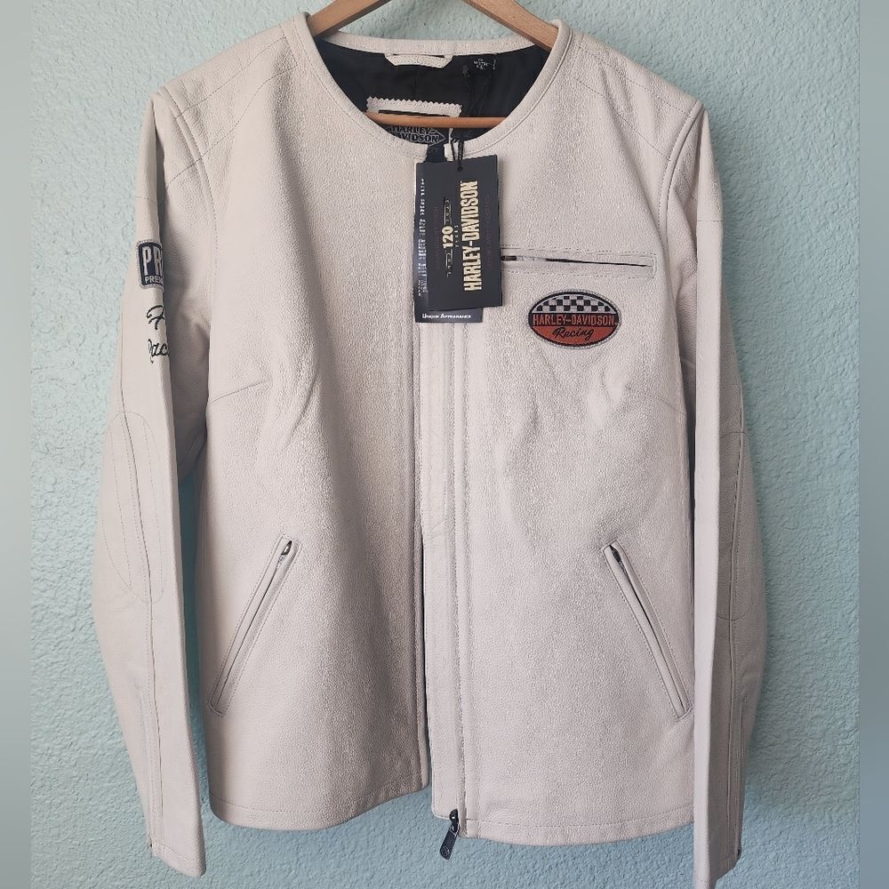 Harley Davidson Jacket WOMEN'S 120TH ANNIVERSARY CAFE RACER 100% LEATHER JACKET - Picture 8 of 16